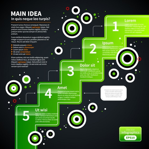 Vetor grátis template infográfico passos verde