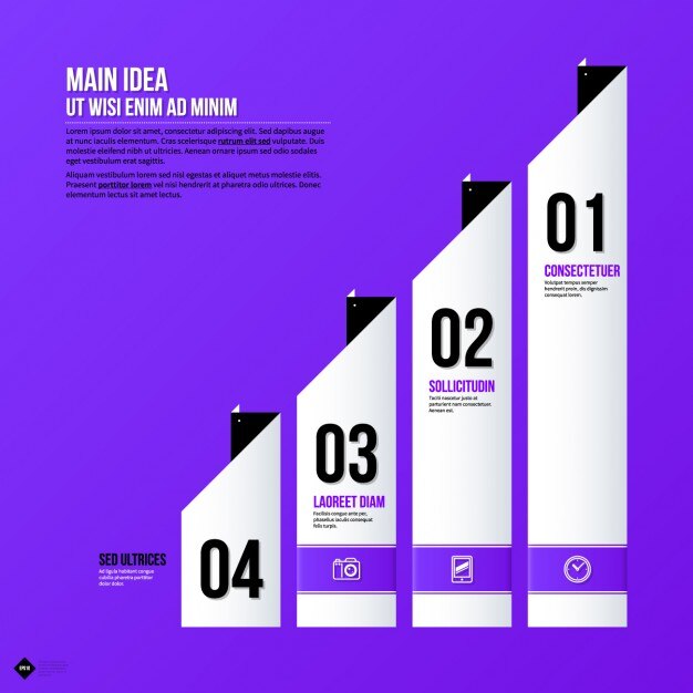 Vetor grátis template infográfico roxo passo