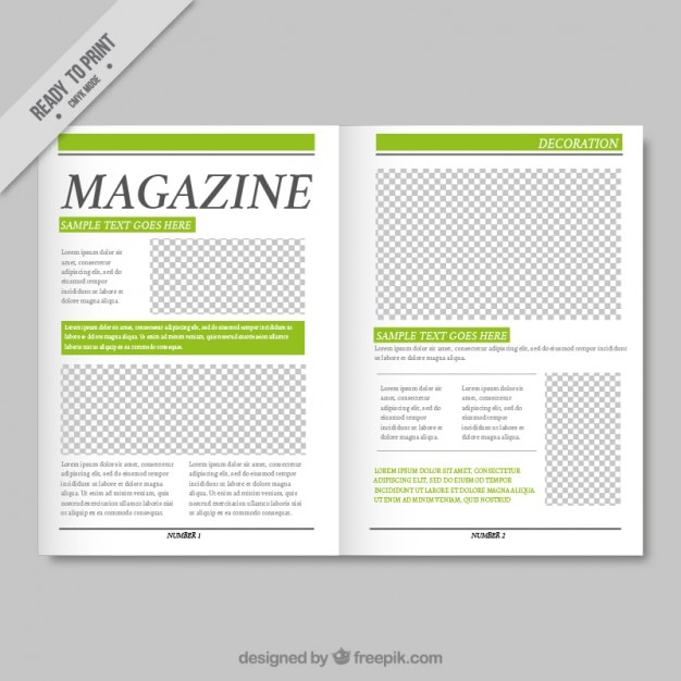 Template revista simples com detalhes verdes