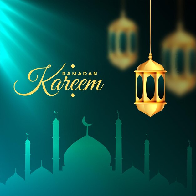 Temporada de jejum de ramadan kareem árabe lindo design de cartão brilhante