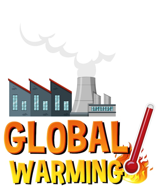 Vetor grátis termômetro de aquecimento global, alta temperatura e poluição