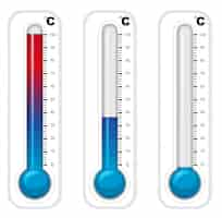 Vetor grátis termômetros em três graus celsius