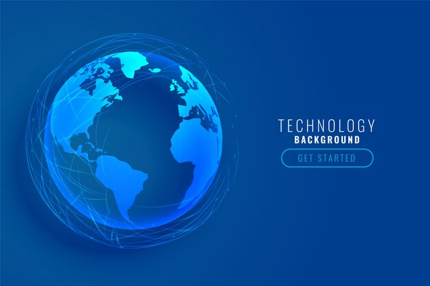 Terra de tecnologia com design de linhas de rede global