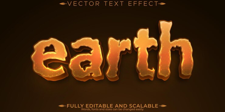 Vetor grátis terra efeito de texto editável planeta editável e estilo de texto mundial