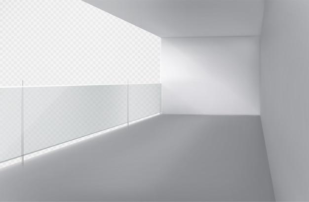 Terraço de construção realista de varanda de vidro isolado
