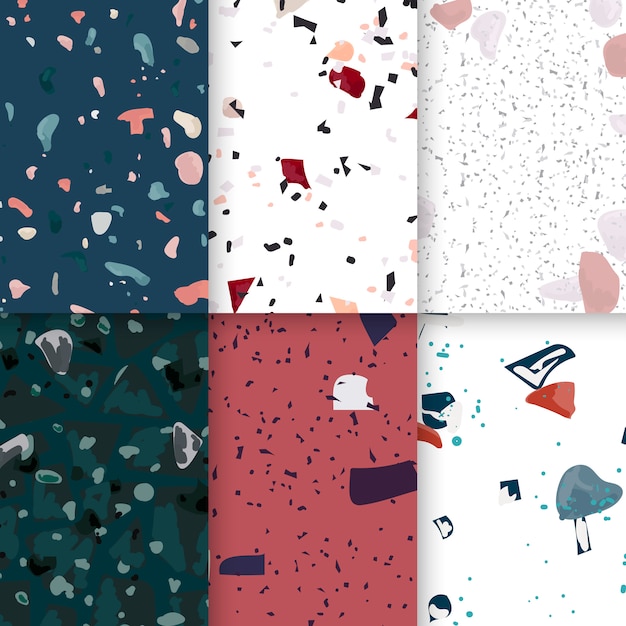 Terrazzo colorido padrão sem emenda cartazes vector set