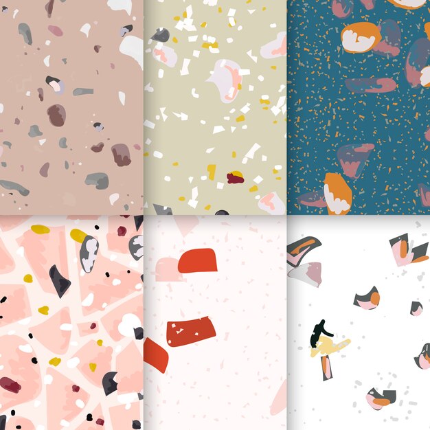 Terrazzo colorido padrão sem emenda cartazes vector set