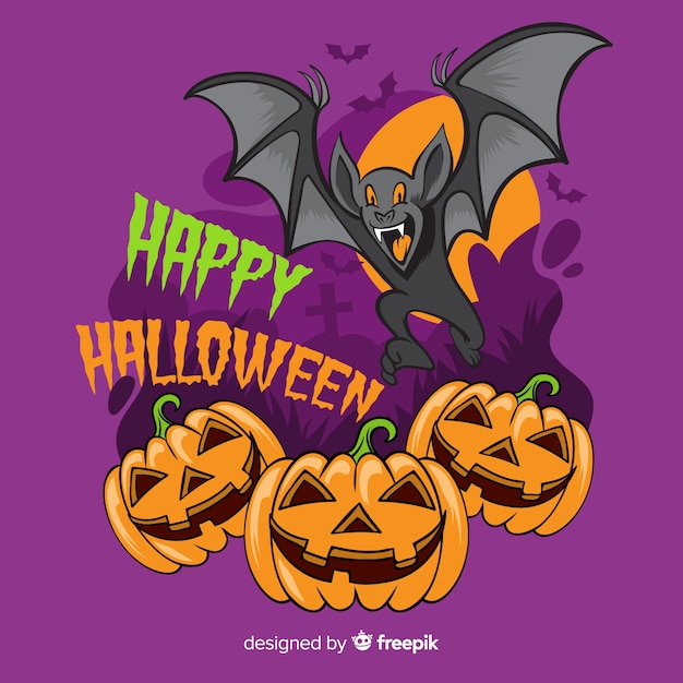 Terrific hand drawn halloween bat