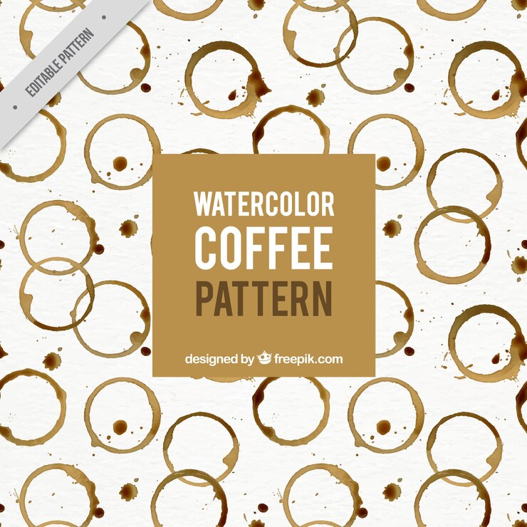 Vetor grátis teste padrão decorativo com manchas de café da aguarela