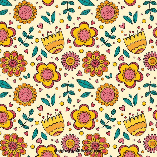 teste padrão floral bonito com as folhas desenhadas mão