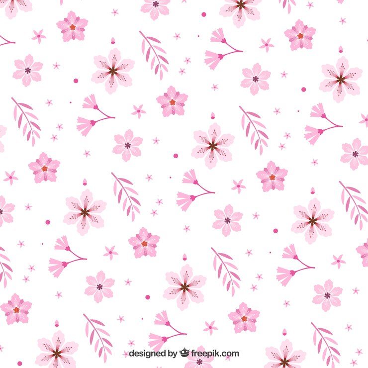 Vetor grátis teste padrão floral de flores rosa no design plano