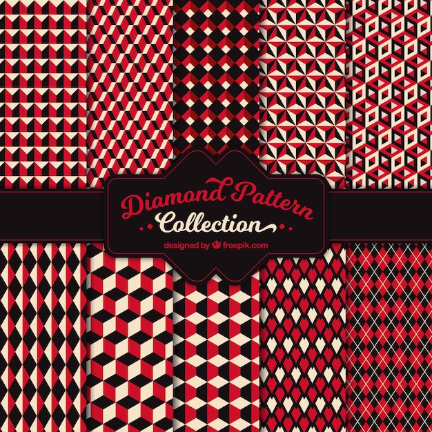Testes padrões do vintage de formas geométricas vermelhas