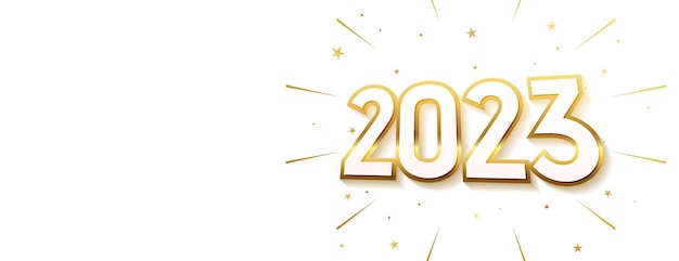 Vetor grátis texto 3d dourado 2023 para banner de comemoração de ano novo