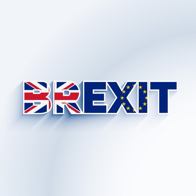 Vetor grátis texto brexit com o reino unido e bandeira da ue
