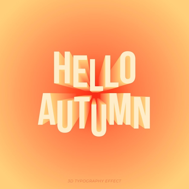 Vetor grátis texto de outono em efeito 3d tipográfico com cores quentes