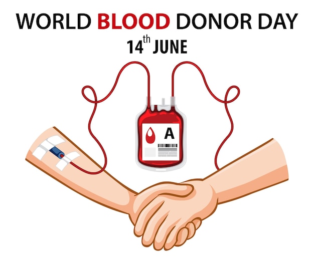 Texto e ícone do dia do doador de sangue de junho