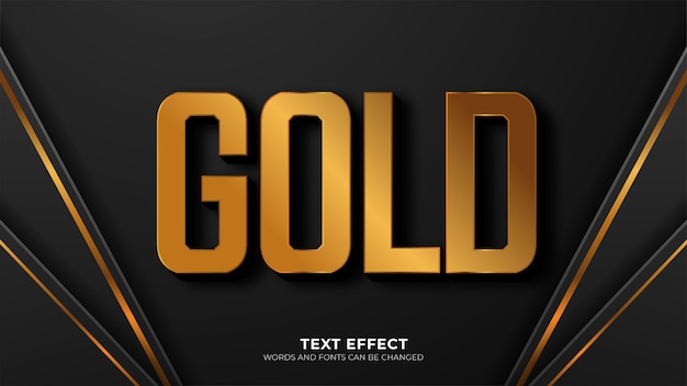 Vetor grátis texto editável de cor dourada em fundo preto de luxo