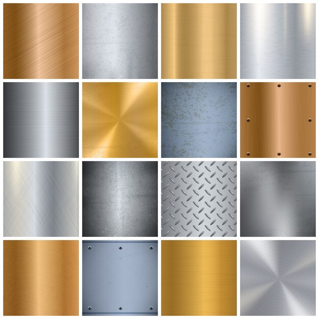 Textura de metal realista grande conjunto