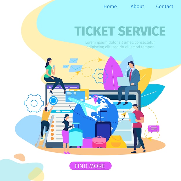 Vetor grátis ticket booking service bandeira de web vector plana