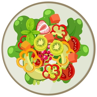 Tigela de salada de legumes no fundo branco