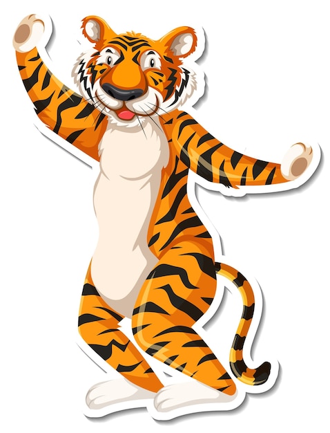 Tigre dançando personagem de desenho animado em fundo branco