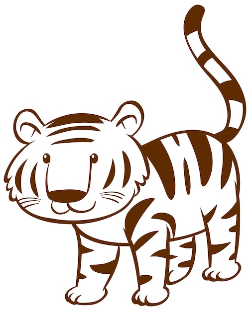 Vetor grátis tigre em estilo simples doodle no fundo branco