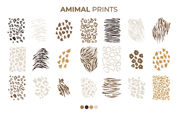 Vetor grátis tigre imprime padrões, safari leopardo, pele de onça-pintada