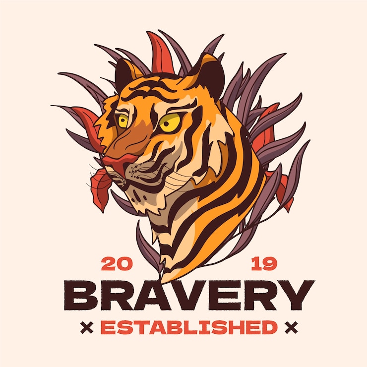 Vetor grátis tigres desenhados à mão com ilustração das letras