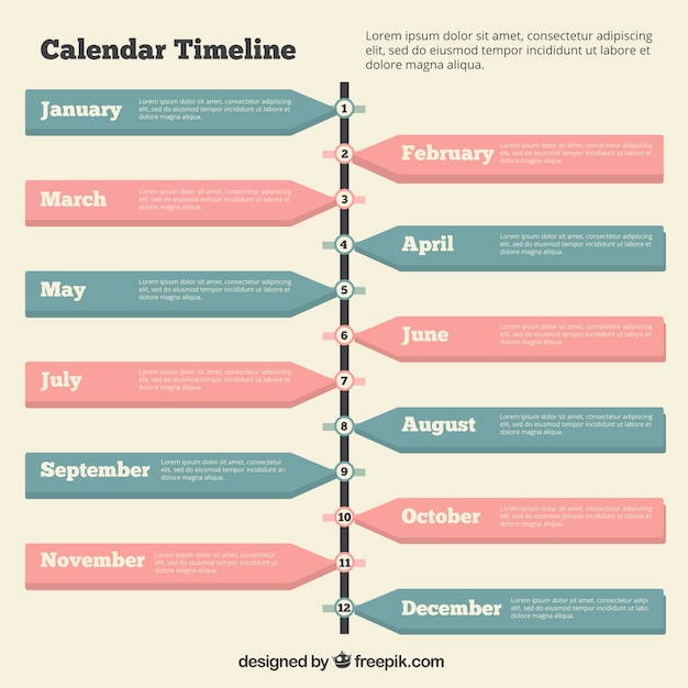 Vetor grátis timeline com um calendário