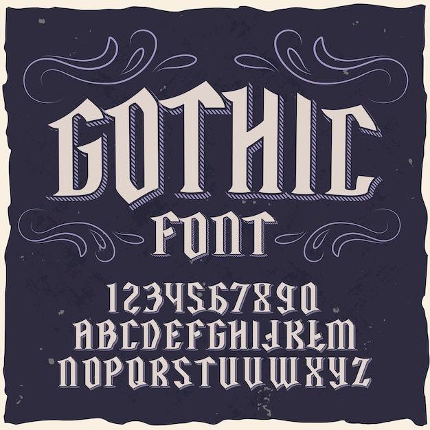 Tipo de letra da etiqueta original denominado "Gothic".