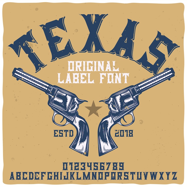 Vetor grátis tipo de letra da etiqueta original denominado "texas".