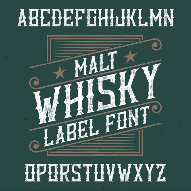 Tipo de letra de rótulo vintage chamado Malt Whisky.