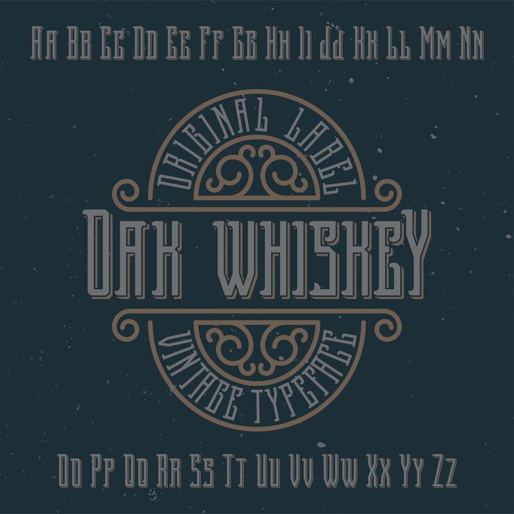 Vetor grátis tipo de letra de rótulo vintage chamado oak whiskey