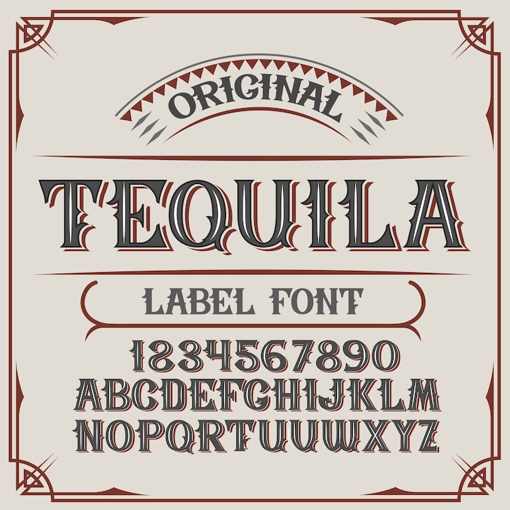 Vetor grátis tipo de letra de rótulo vintage chamado "tequila".