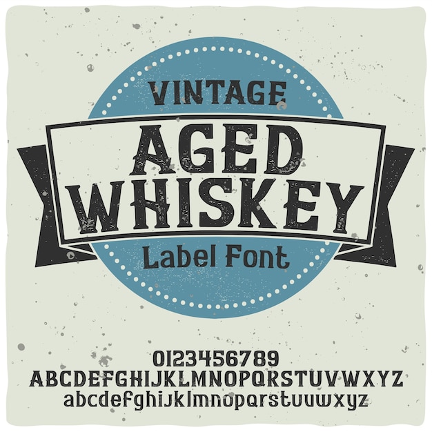 Vetor grátis tipo de letra de rótulo vintage chamado whisky. boa fonte artesanal.