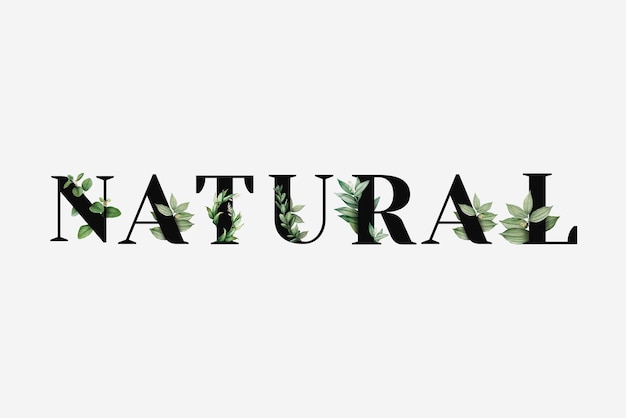 Tipografia preta da palavra vetorial natural botânica