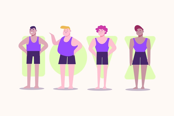 Vetor grátis tipos de formas do corpo masculino desenhados à mão plana
