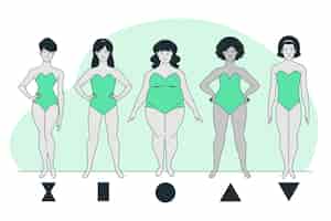 Vetor grátis tipos de ilustração do conceito da forma do corpo feminino