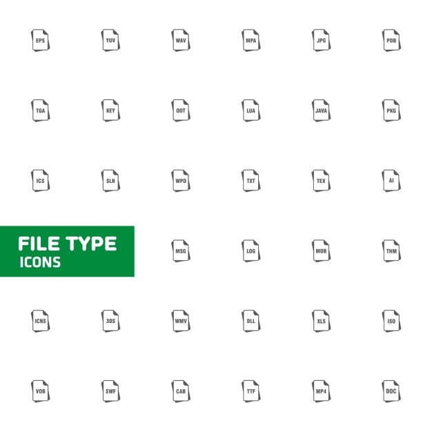 Tipos de sinais de documentos no estilo plana extensões de arquivo projeto