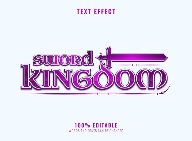 Título do logotipo do jogo de rpg do reino da espada da fantasia em efeito de texto no estilo jrpg no japão