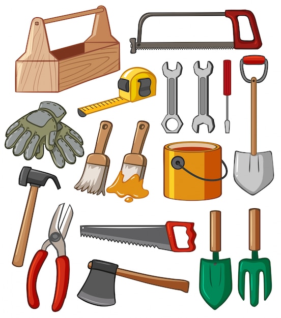 Vetor grátis toolbox e muitas ferramentas de ilustração