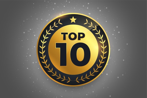 Vetor grátis top 10 melhores design de símbolo de emblema dourado de etiqueta de prêmio