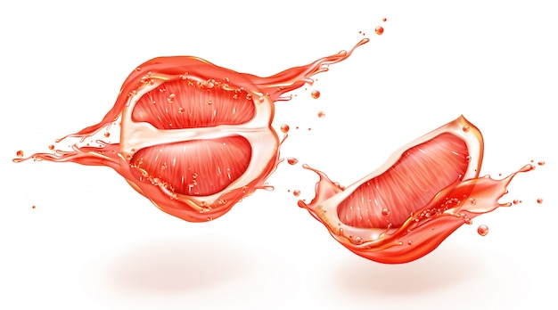 Toranja em suco espirra conjunto, metade e quarto