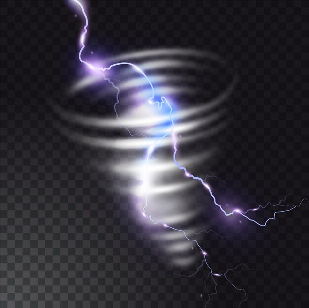 Ilustração de tornado realista com relâmpago, furacão ...