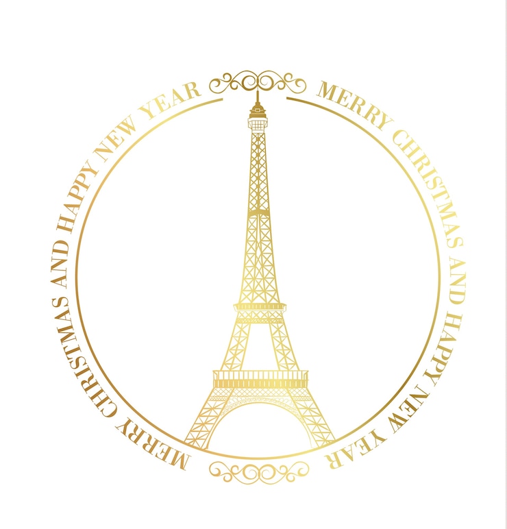 Vetor grátis torre eiffel com confete dourado isolado sobre fundo branco.