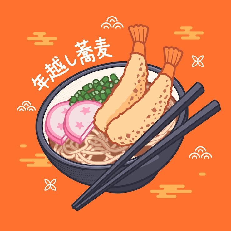 Vetor grátis toshikoshi soba plano linear