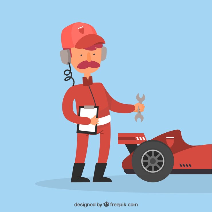 Vetor grátis trabalhador de pit stop de fórmula 1