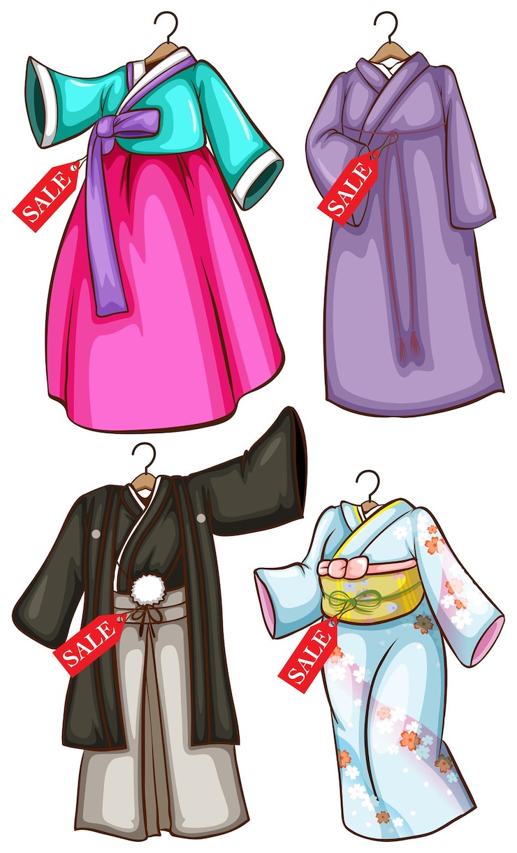 Vetor grátis trajes asiáticos