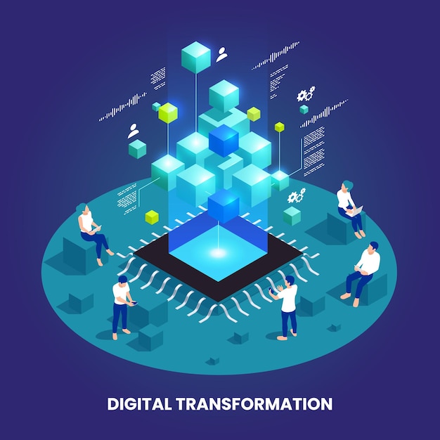 Vetor grátis transformação digital isométrica