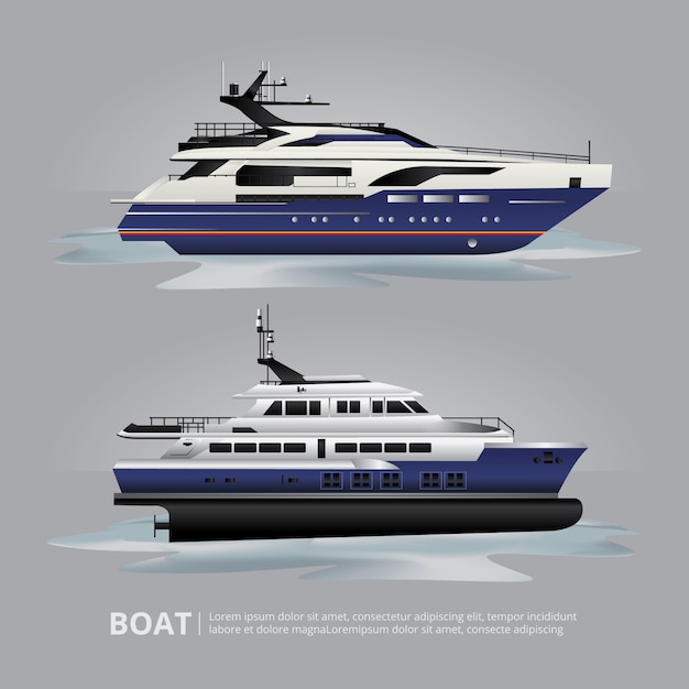 Transporte barco turístico iate para viajar ilustração vetorial